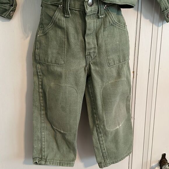 Vintage 70s Sears green denim jean jacket/pants & matching western shirt - Picture 3 of 14